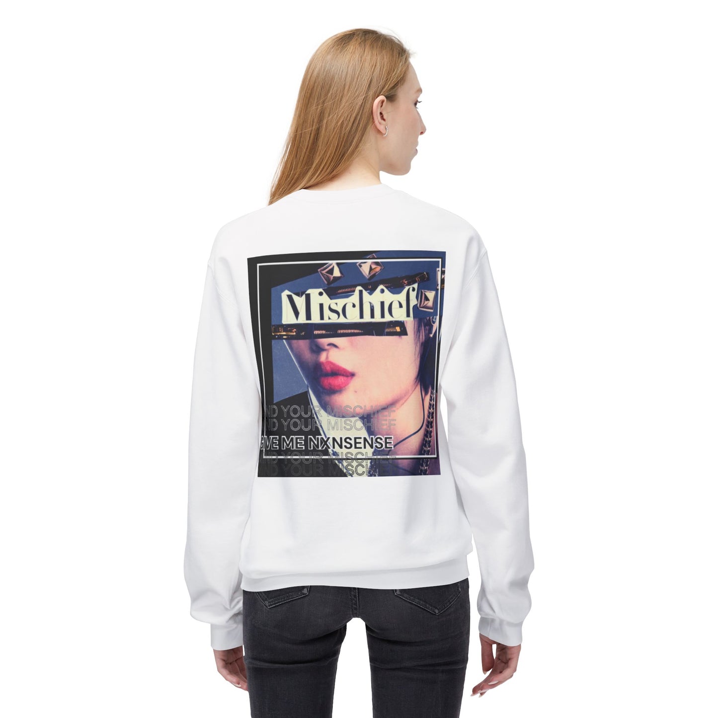 GIVE ME NXNSENSE “Mischief” Unisex Midweight Softstyle Fleece Crewneck Sweatshirt