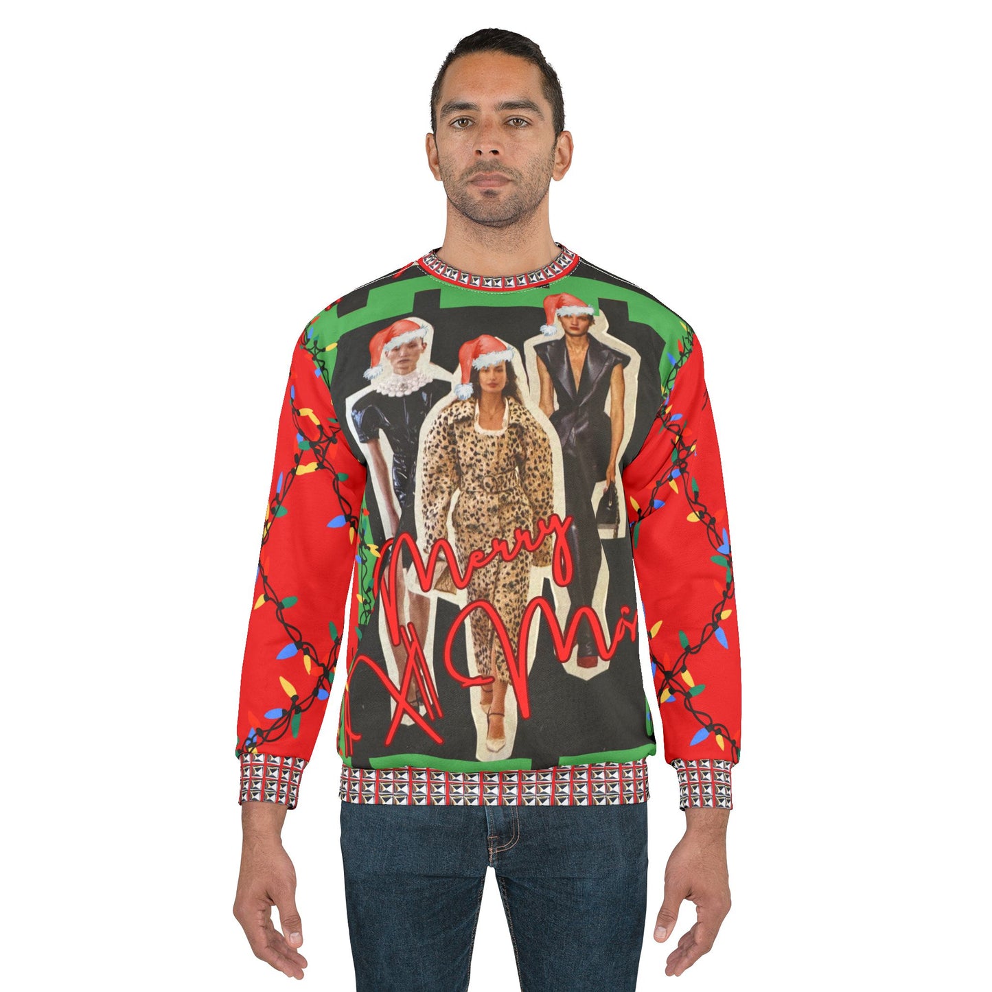 GIVE ME NXNSENSE “Runway Xmas ” Unisex Sweatshirt (AOP)